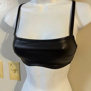 Black Faux Leather Bralette